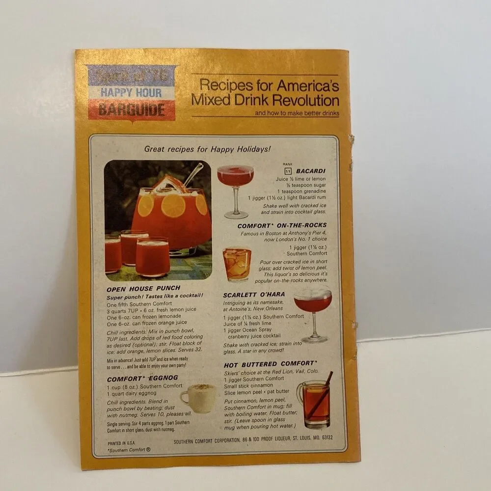 Vintage Bar Alcohol Ephemera SPIRIT OF 76 HAPPY HOUR GUIDE Booklet Recipes